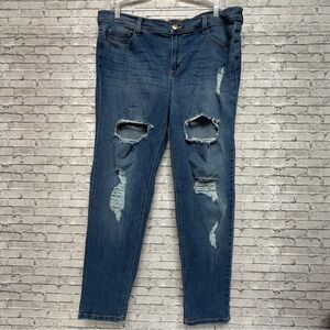 Forever 21+ Plus Size 18 Distressed Destroyed Denim Blue Womens Jeans